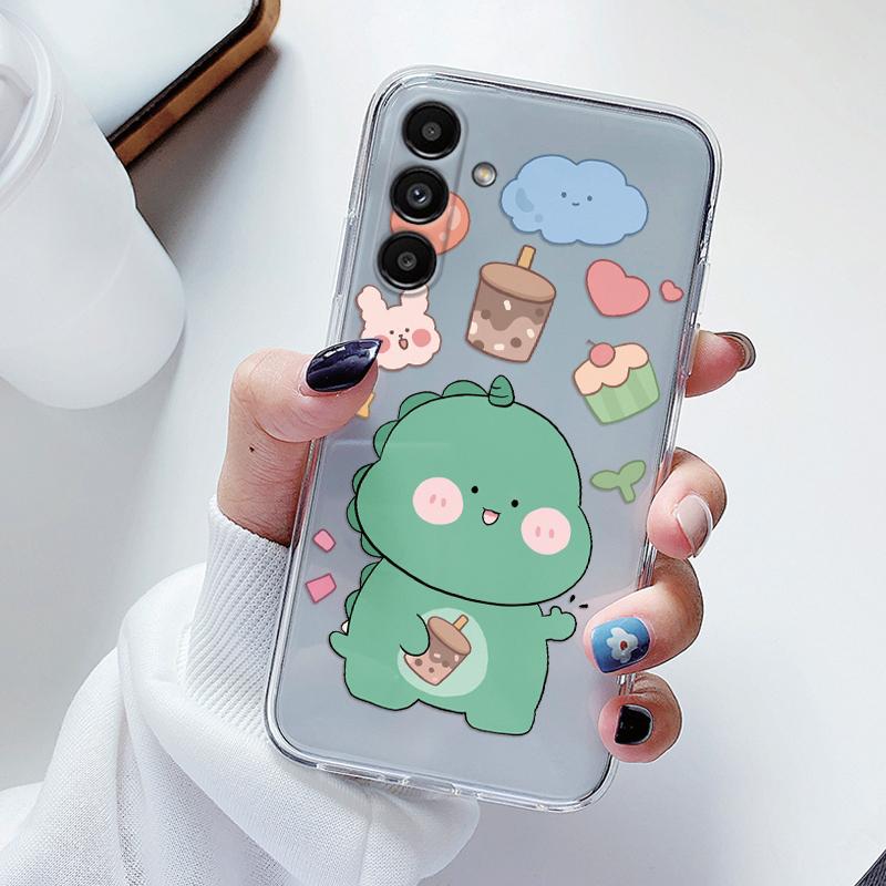 Transparent Case For Samsung Galaxy A24 A17 A16 A56 A55 A54 A06 4G Cover Cartoon Flowers Soft Clear Shockproof Funda Face Capa