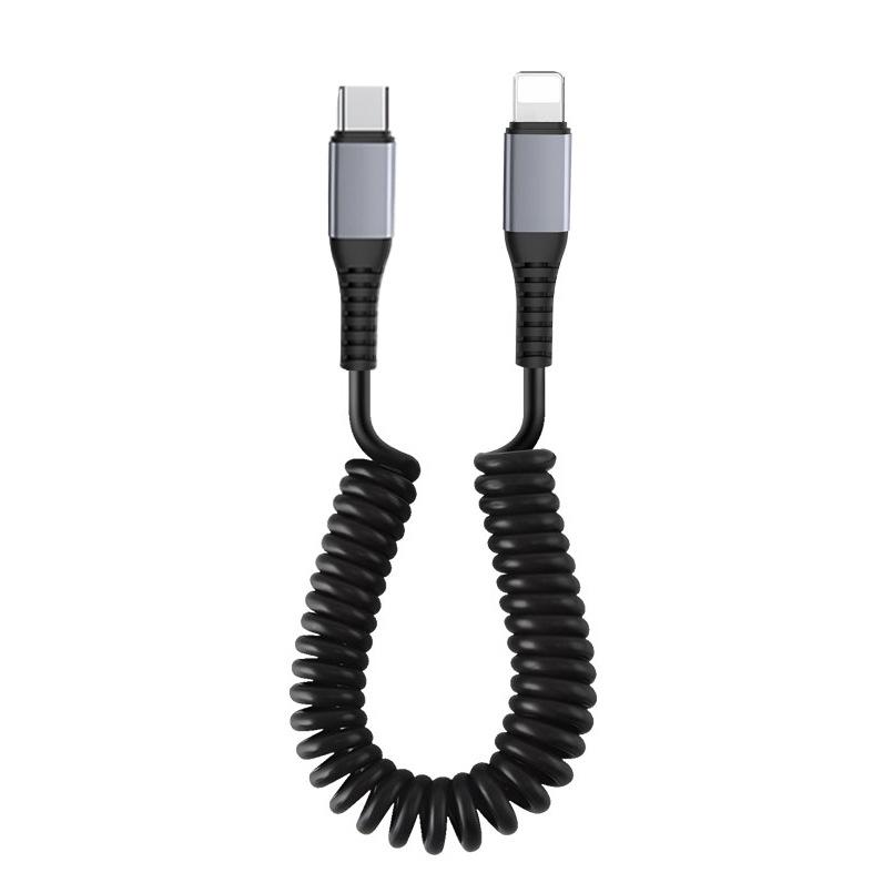 Bold 66W Spring-Loaded 6A Dual Type-C USB Fast Charging Anti-Tangle Cable