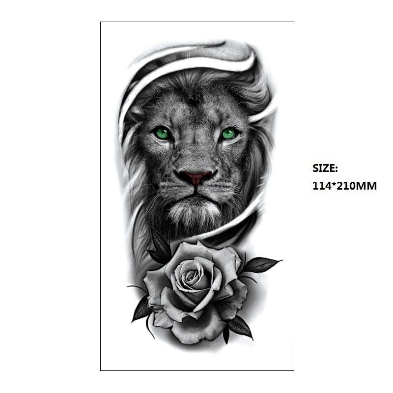 

Маленькая полная рука Xqb черный ретро лев красивая женщина животное половина руки переводная татуировка наклейка 114*210MM