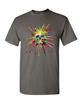 Paint Splatter Skull T-Shirt Multicolor Art Crazy Melting Drip Mens Tee Shirt