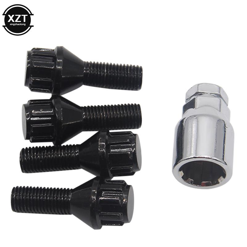 1Set For BMW E30 E36 E46 E81 E90 2003 2004 2005 2006-2013 M12 X 1.5 4+1 Aluminum Alloy Wheel Lock Bolt Tire Anti-theft Screws Nu