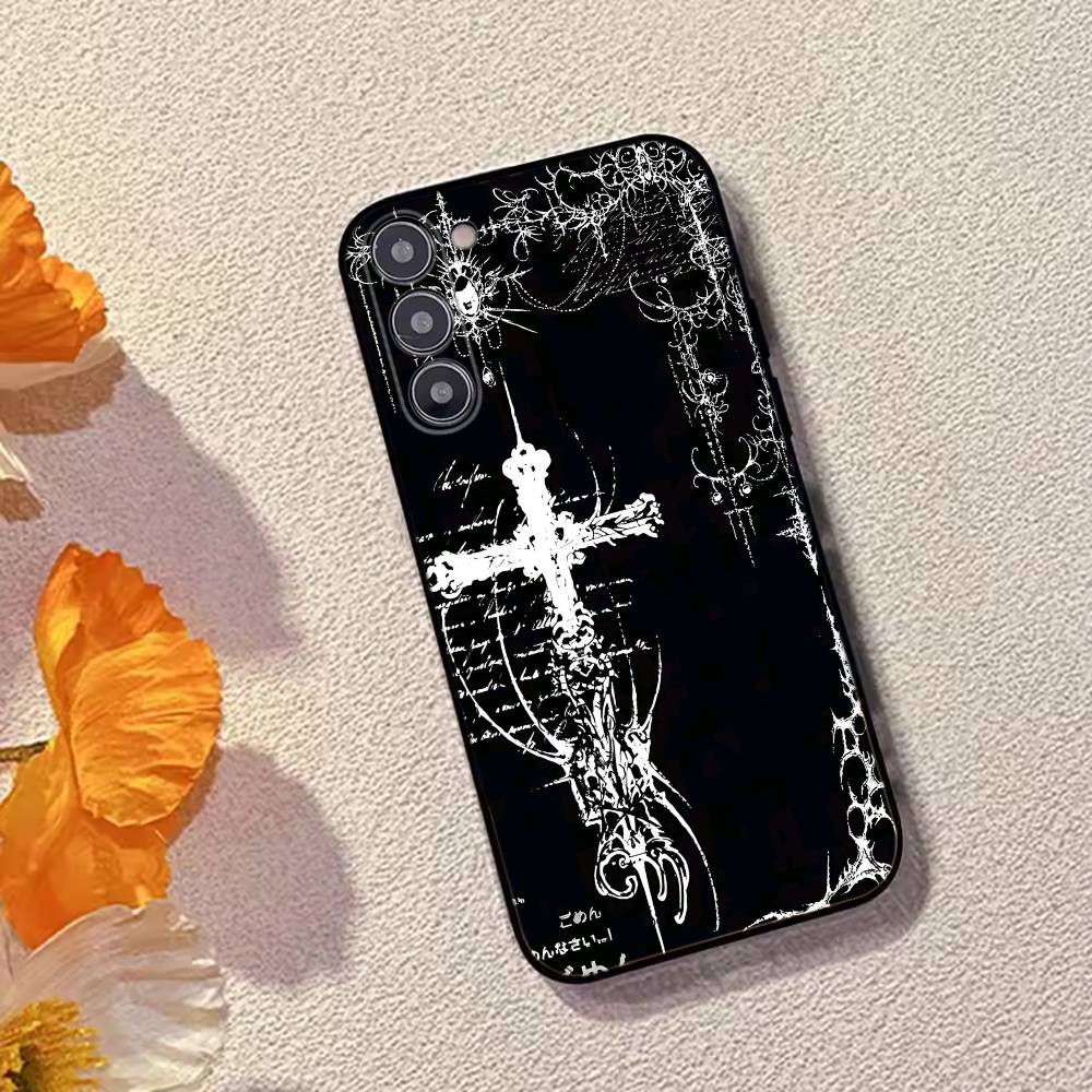 C-Cool Dark Catgothic C-Cross Phone Case Black Silicone Soft For Samsung Galaxy A73,A72,A71,A70,A53,A52,A51