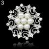 Faux Pearl Flower Brooch Collar Pin Rhinestone Crystal Bridal Jewelry Present