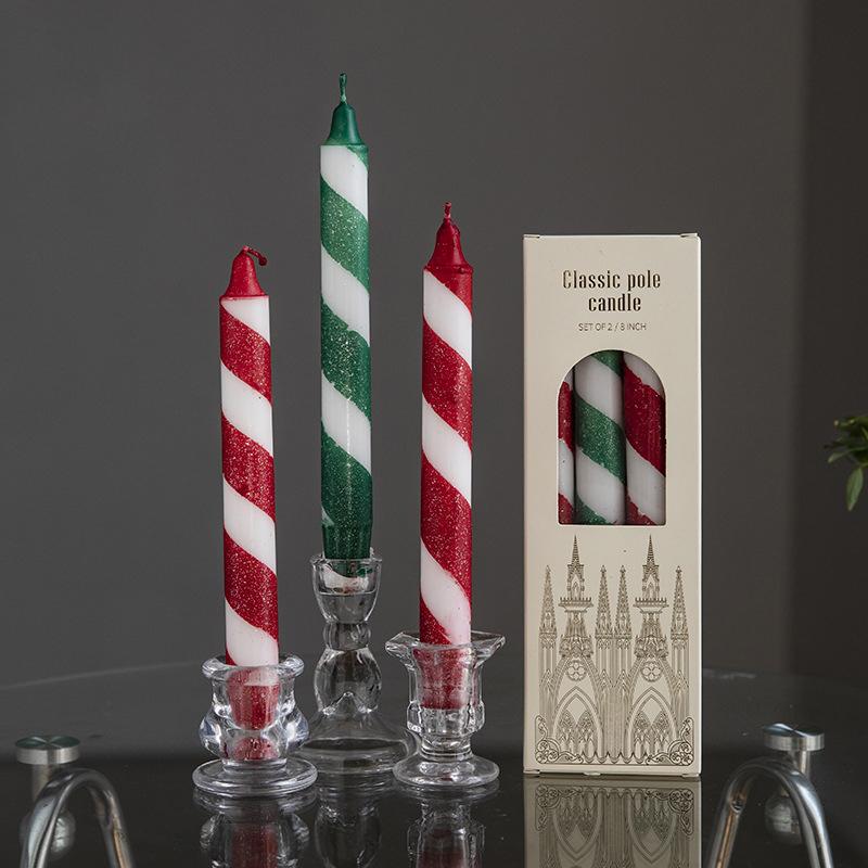 

3 шт./Коробка Спиральные полосатые банкетные свечи для ужина Домашний декор Соевый воск Новогодние свечи с длинным стержнем Рождество 20 см