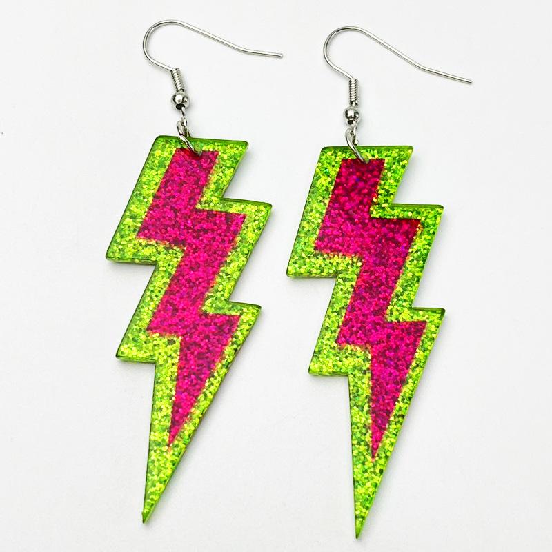 Fluorescent Shining Oil Gloss Magnetic Tape Retro Era Earrings Lightning Element Radio Women's Eye Catching Earrings Gift