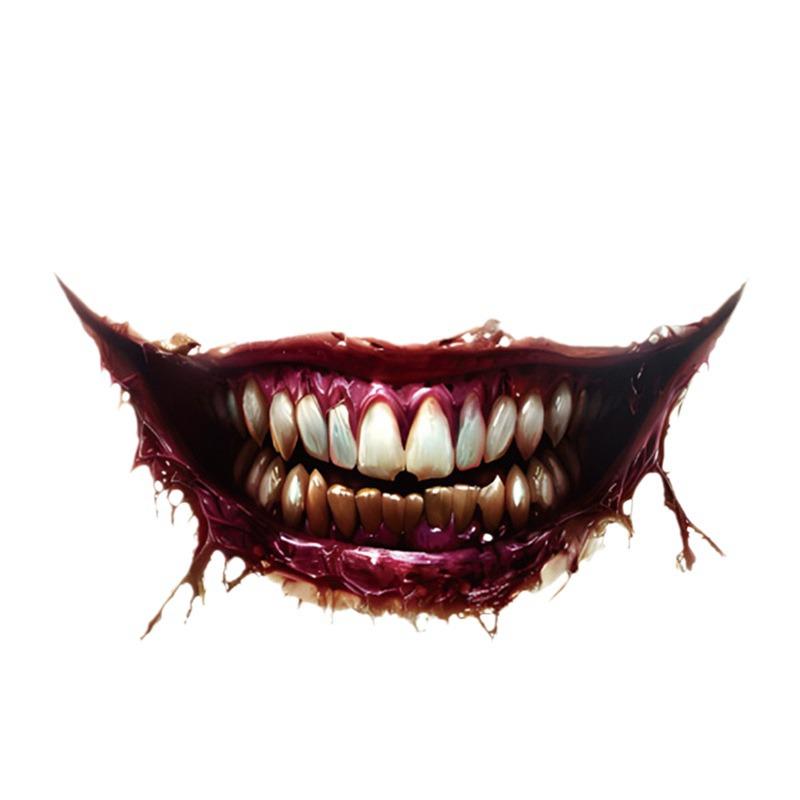 Halloween Horror Big Mouth Face Tattoo Stickers for Party Masquerade