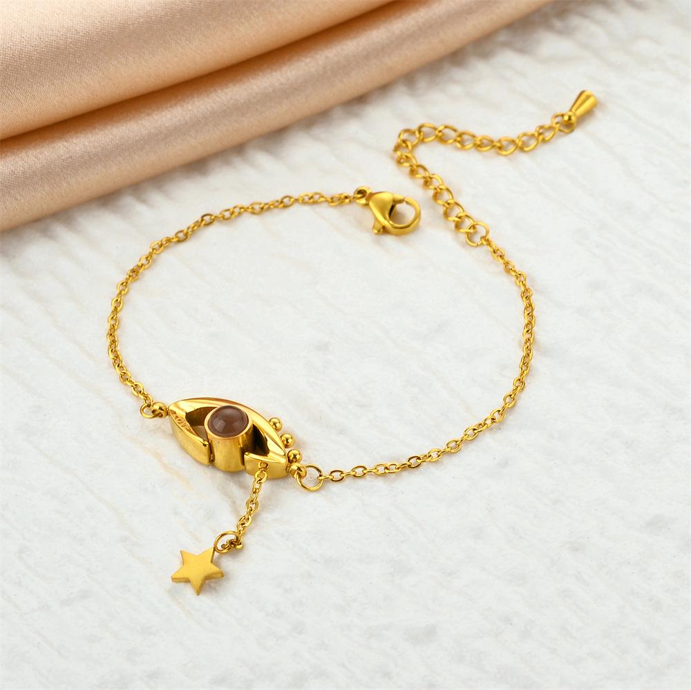 Korean Titanium Steel Four-Leaf Clover Bracelet - Women's Fashion, Versatile & Non-Fading Jewelry