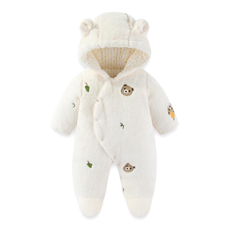 

Флисовый стеганый детский комбинезон для осени и зимы - 300 г хлопка, верхняя одежда с капюшоном 73 cm белый