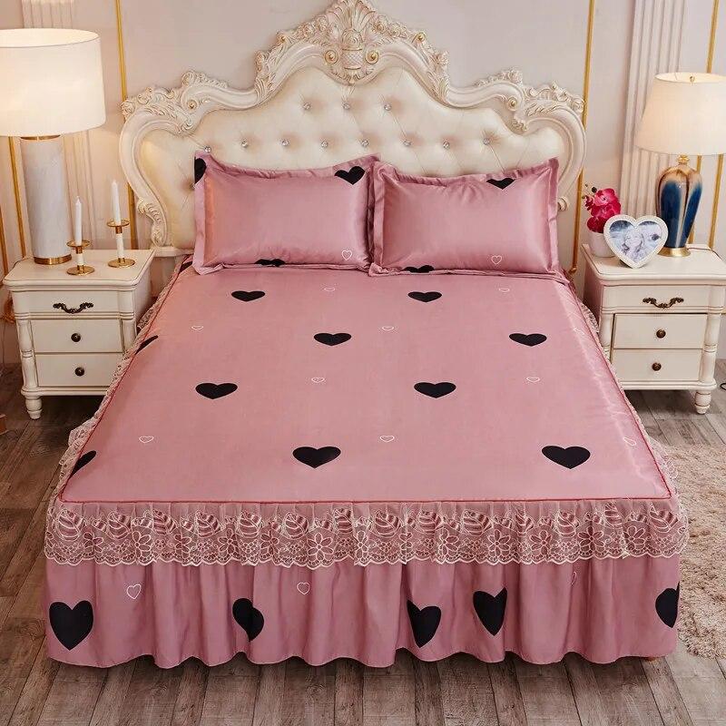 Summer Cool Mat Bed Skirt Princess Style Cute Bed Sheets Embroidered Sheets Fitted Bed Sheet Bedspreads Ice Mat Home Textiles