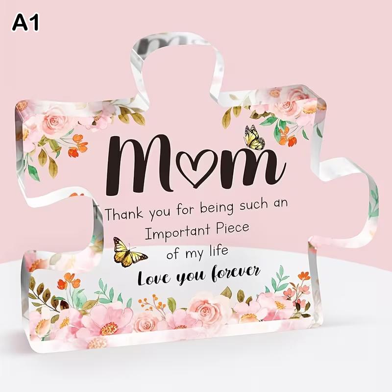 Mom Acrylic Heart Sign Mother'S Day Plaque Ornament Grateful Gift Desk/Table Decor For Mom Holiday Mother Birthday