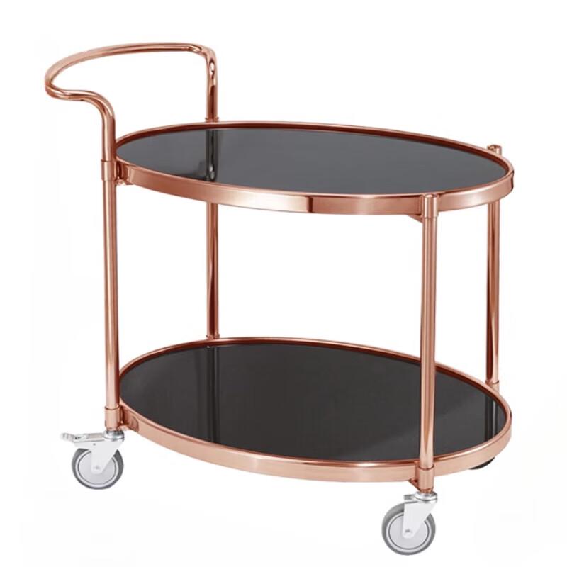 2-Tier Rose Gold Stainless Steel Serving Cart
