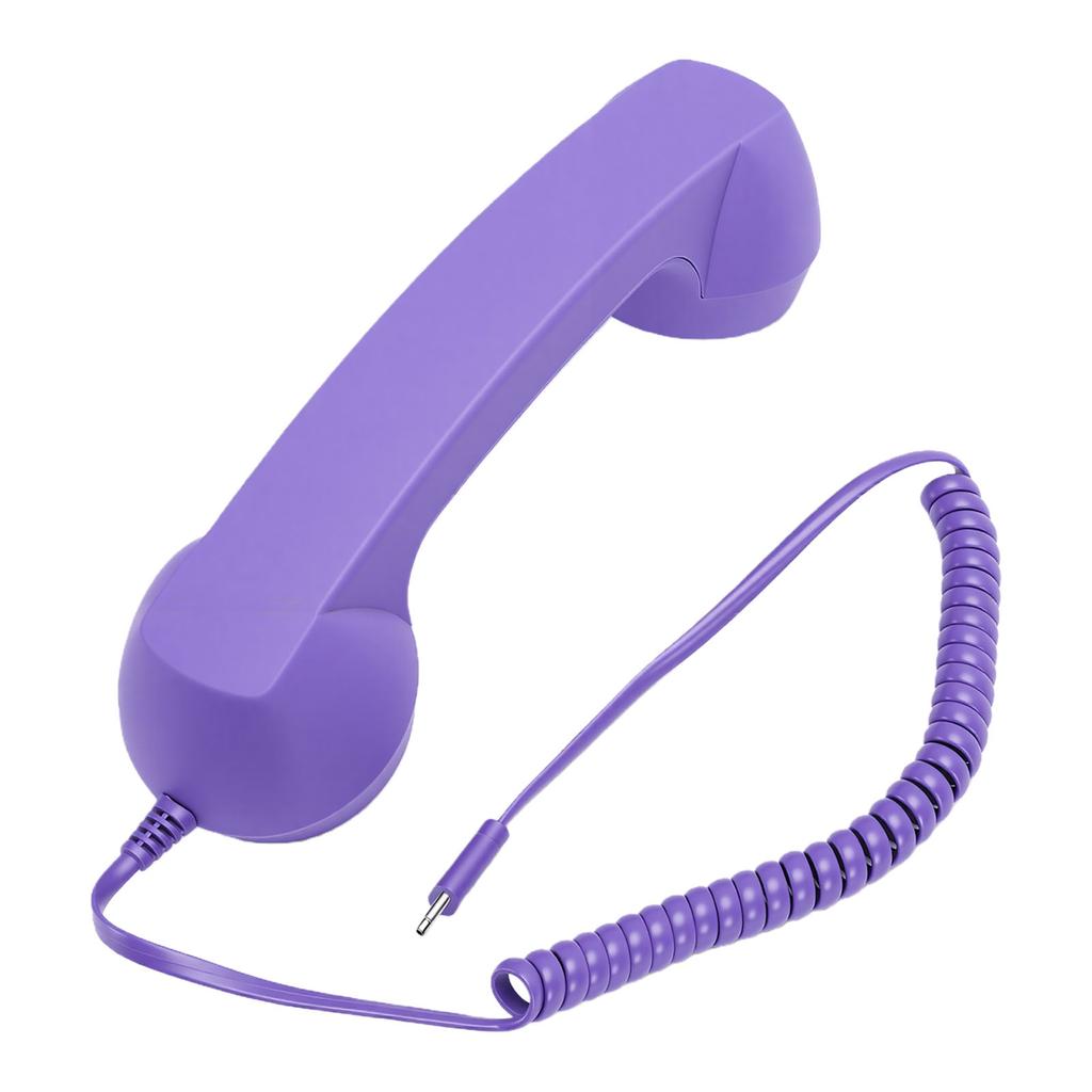 Retro Phone Handset Purple Type C Wired Plug In Handheld Cell Phone Receiver with Noise Reduction Microphone for