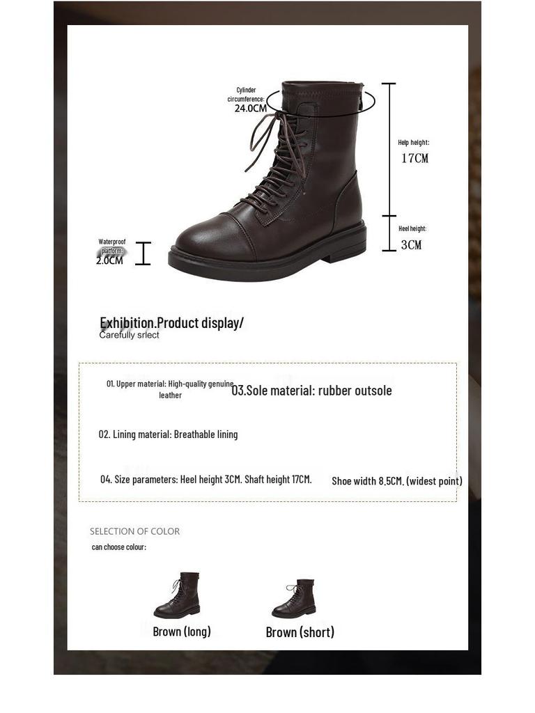 Bottes Martin style britannique pour femmes 2025: Cuir Véritable, Marron, À Lacets, Semelle Plate, Avec Velours, Bottines Courtes pour Automne/Hiver.