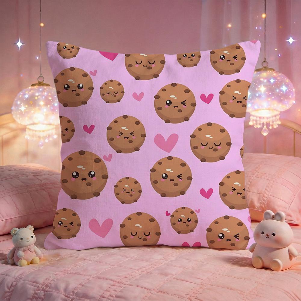 Sweet Cookie Pattern Cushion Cover Premium Comfort Reversible Pillow Cove Two in One Design for Any Room Car Interior