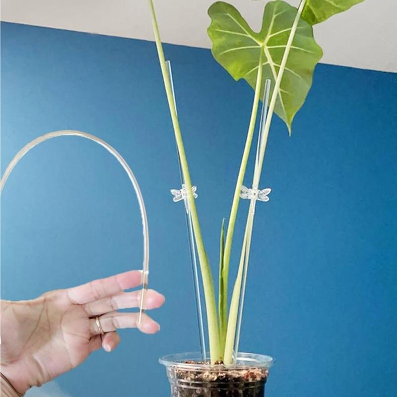 20PCS Plant Support Stakes with Fix Clip Sturdy Plant Support Sticks for Flowers and Vegetables Easy Installation Clear