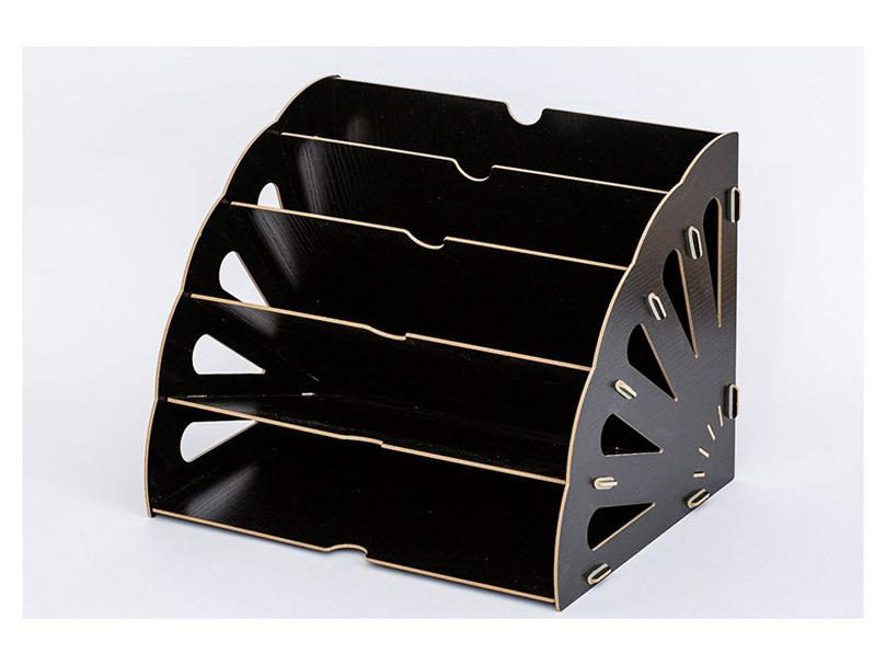 Multi-Layer Wooden Desktop Organizer for Office Supplies and A4 Documents