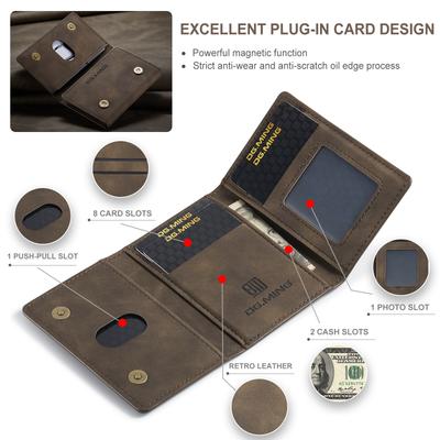 Tri-fold Card Bag, Card Cover, High-end Retro PU Card Bag, Leather Case, Multi-functional Magnetic Card Bag