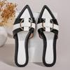 Retro Metal Ring Buckle Flat-Bottomed Women'S Slippers Luxury Fashionab Party Women'S Sandals Casual Comfort Daily Women'S Shoes