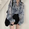 Shirts Women Fashion Tie Dye Gothic Top Loose Casual Clothes Sun-proof Embroidery All-match Summer Holiday