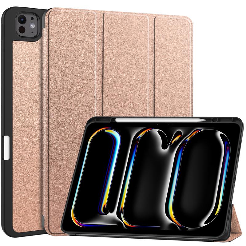 

Чехол для iPad Pro 13 дюймов 2024 с держателем для ручки, складной кожаный противоударный смарт-чехол для iPad Pro M4 iPad Pro 13 2024, чехол Coque iPad Pro 13 2024 7th розового золота