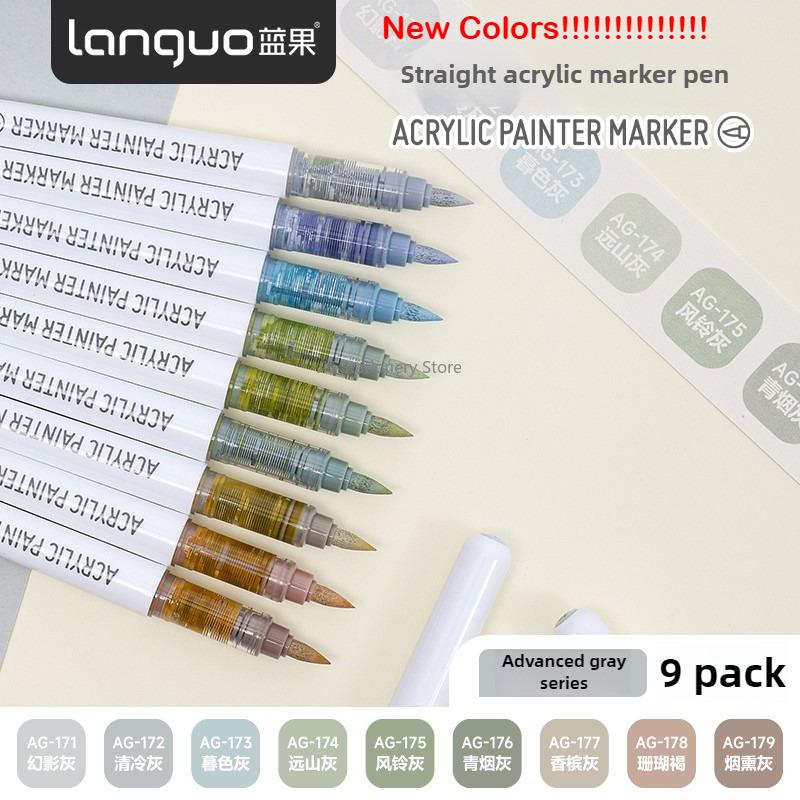 LANGUO 240/9 Colors Acrylic Color Markers Direct Liquid Paint Marker Pen DIY Drawing with Storage Box School Supplies Stationery