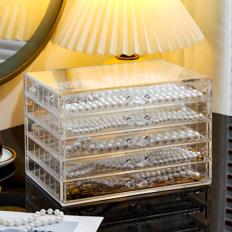 Transparent Cover Necklace Display Case, Jewelry Tray with Clear Lid, Necklace Storage Box