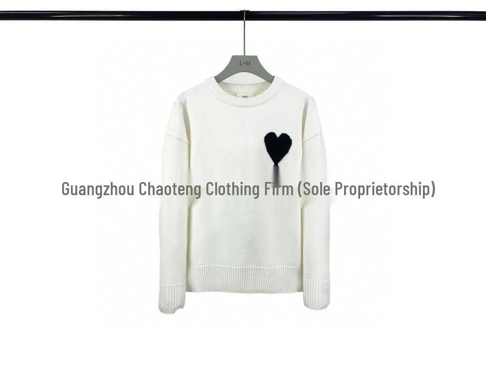 Unisex Liebesherz Klassischer Rundhals Jacquard Pullover - Locker, Trendige Strickware
