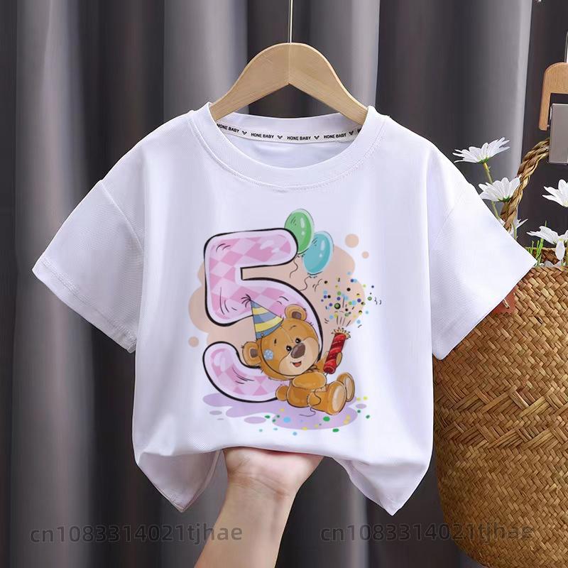 Cartoon Bear Birthday T-shirt Wild T-shirt Girl Party T-shirt Bear Theme Boy Top