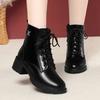 British Martin Boots for Women, New Winter Velvet Versatile Platform Short Boots, Spring and Autumn Single Boots