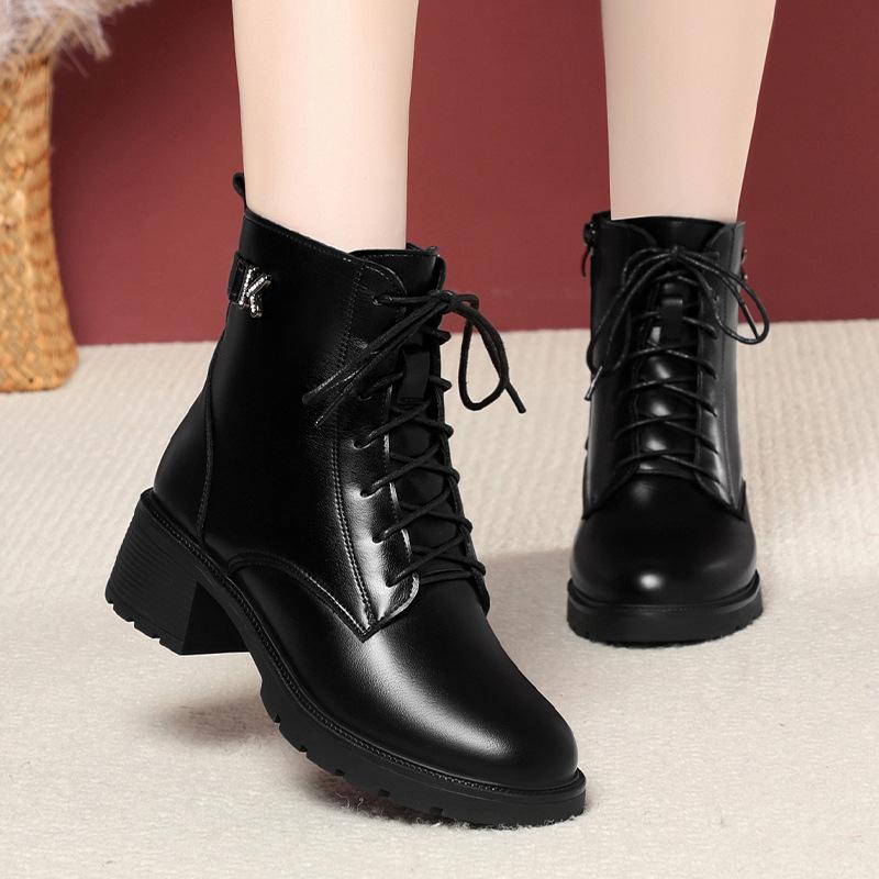 British Martin boots for women, new winter velvet versatile platform short boots, spring and autumn single boots