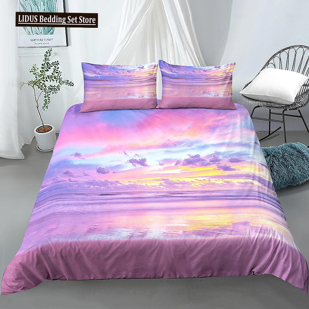 Beautiful Scenic Duvet Cover Set 3D Print Landscape Bedding Set Polyester Comforter Cover With Pillowcases For Kids Men Women