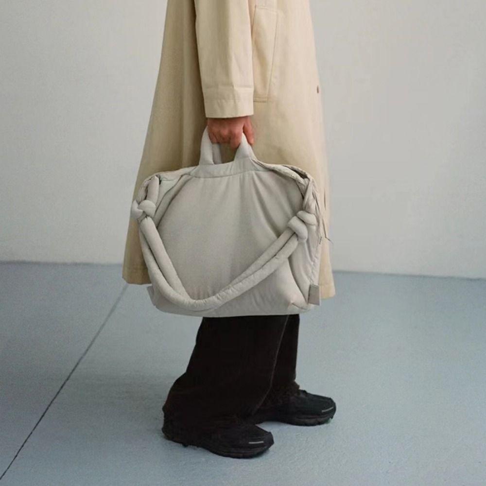 Casual Soft Nylon Padded Tote Bag Large Capacity Quilted Women's Handbags Puffy Lightweight Crossbody Bags Shopping
