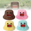 Kun Plush Domo Bucket Hat Cartoon Anime Warm Fluffy Flat Roof Cap For Men Women