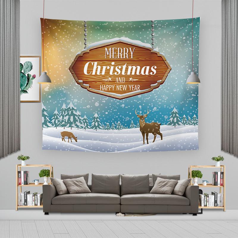 Cartoon Weihnachtsmann Wandbehang Wandteppich Frohe Weihnachten Wandteppich Hintergrundtuch Polyester Fröhliche Frohe Weihnachten Wandteppiche