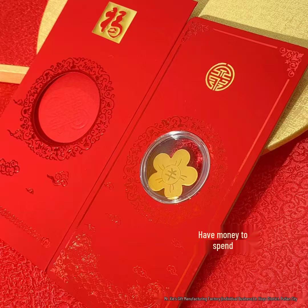 Year of the Horse Gold Sticker & Red Envelope Set - Pure Gold 999 Souvenir