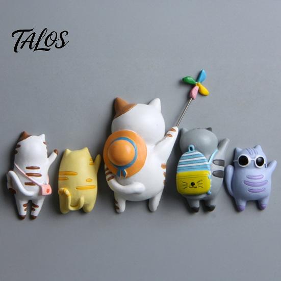 Metal Surface Magnets Cartoon Traveling Cat Refrigerator Magnet, 3D Kitten Decorative Fridge Memo Notes Photo Holder for Home, Lover Gift Strong