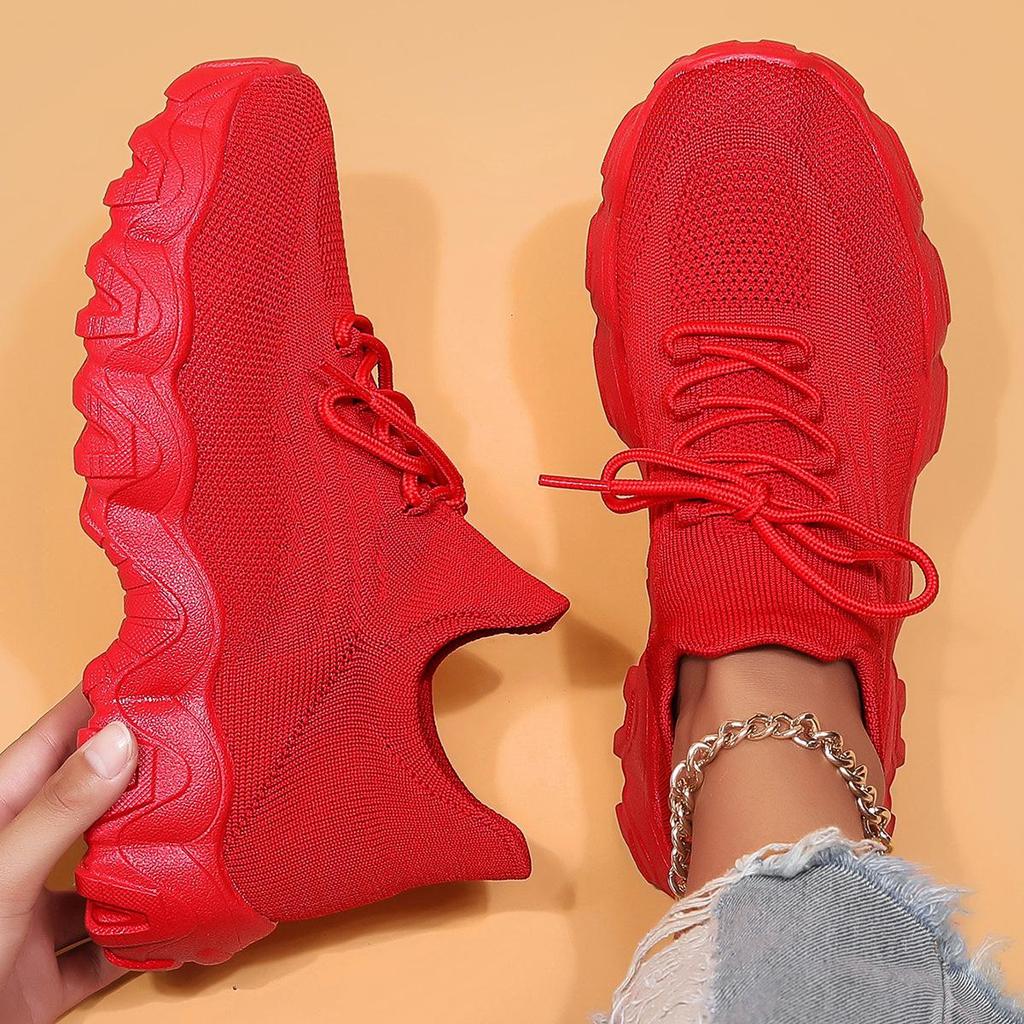Różowe Sneakersy Wiosenne Damskie Buty Codzienne Oddychające Siateczkowe Sneakersy dla Kobiet Platforma Wsuwane Dzianinowe Skarpety Sneakersy Panie