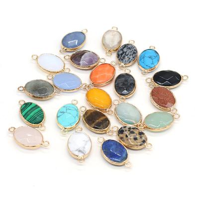 1Pc Reiki Healing Crystal Connector, Energy Natural Stone Amethyst Gems Pendant Charms Connectors for Jewelry Making DIY Necklace Bracelet Accessories