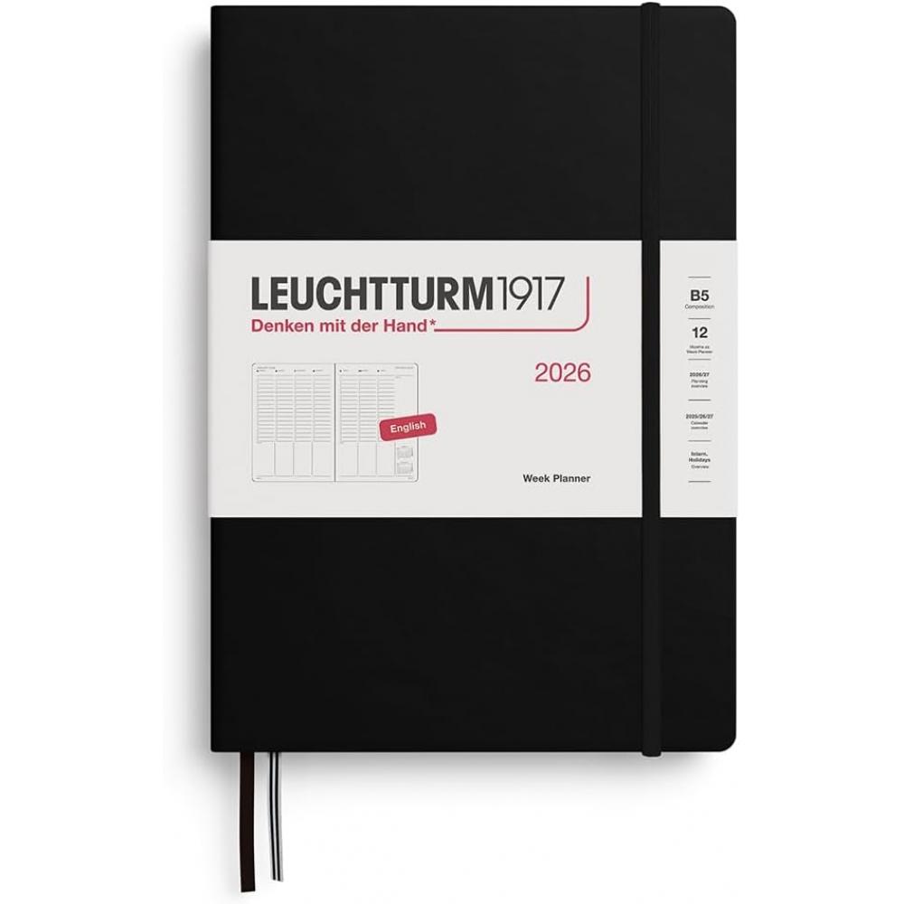 Leuchtturm1917 Week Planner Composition  B5  2026 12 Months Black English 372753 Composition  B5  Black  White
