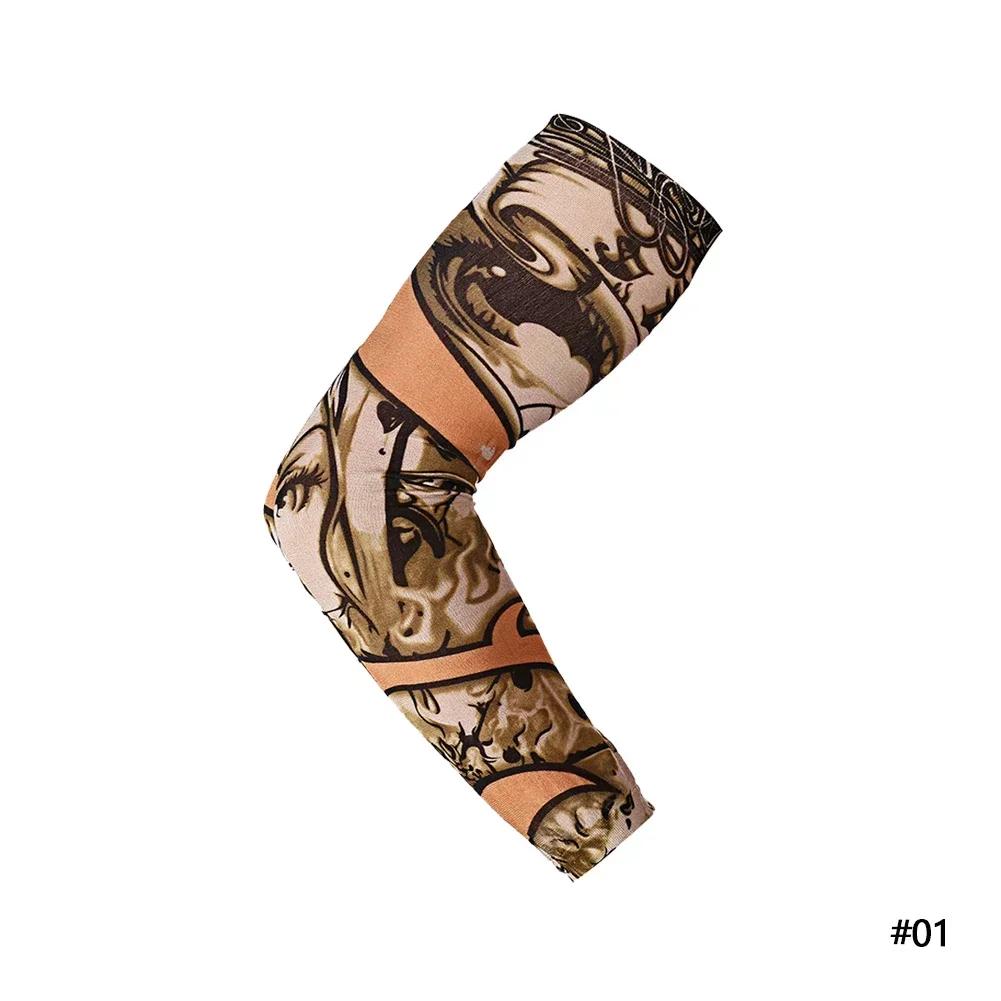 Unisex Punk Cool Tattoo Summer Flower Arm Sleeves Seamless Cycling Fishing Sun-proof Sleeves Arm UV Protection Elastic Sleeve