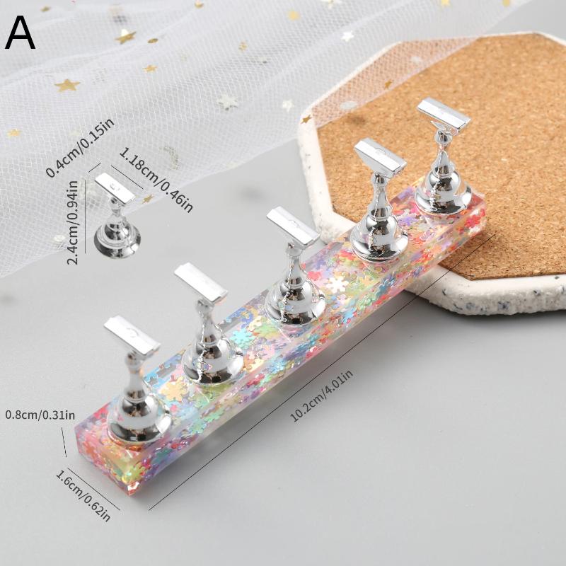 1 Set Iridescent Heart Sequins Magnetic Nail Holder False Tips Practice Stand Nail Art Display Salon Diy Tools