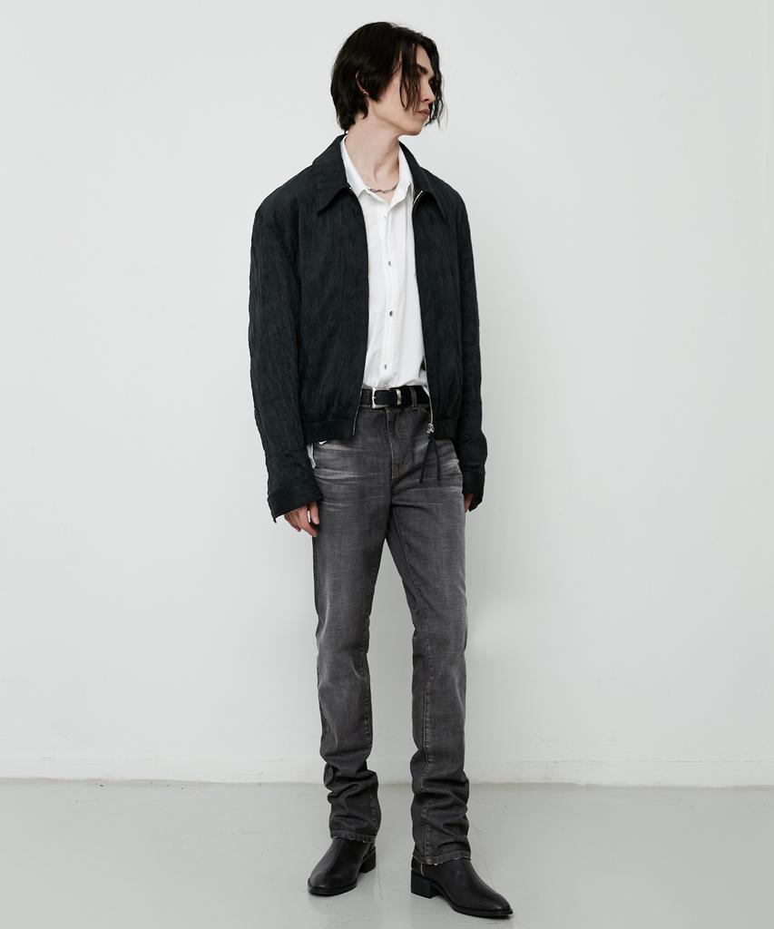 Lmood Shane Pleated Trucker Blouson Jacket Black
