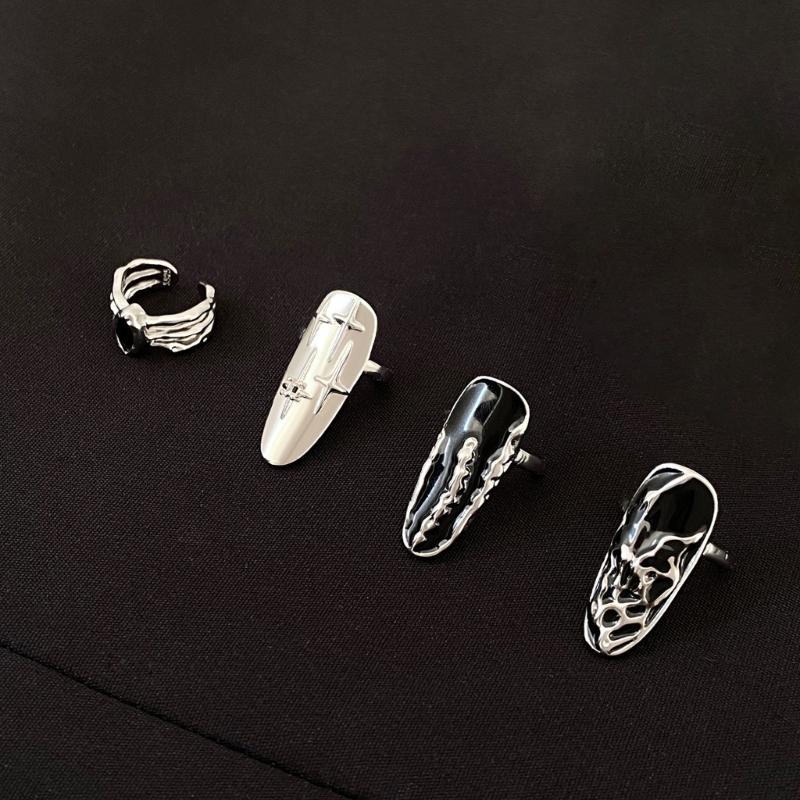Stern Unregelmäßiges Muster Fingerspitzen Nagelring Verstellbare Öffnung Fingernagelring Punk Nagelring Schmuck Nageldekorationen