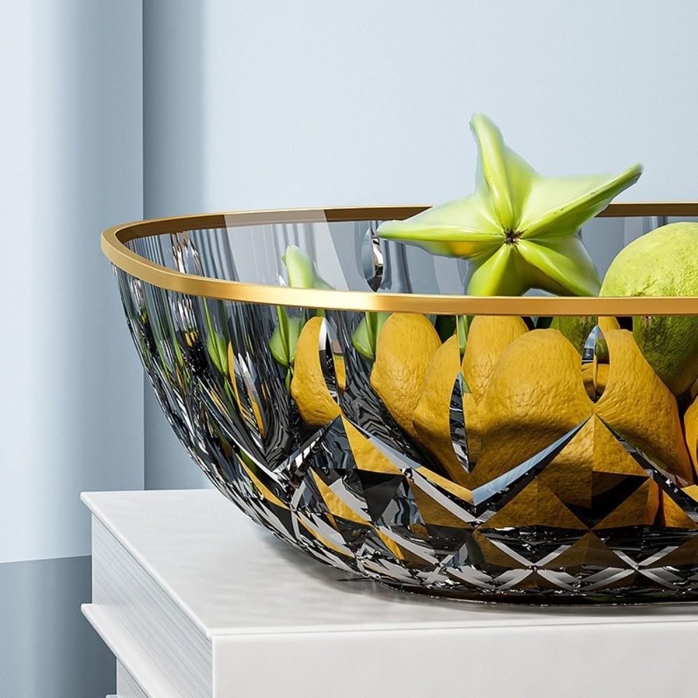 Golden Edge Dessert Biscuit Plate Square Transparent Fruit Tray Portable Snack Plates  Household