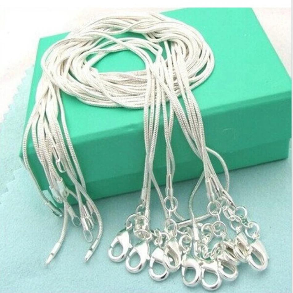 New Fine 925 sterling silver necklace women, silver fashion jewelry Snake Chain 1mm Necklace 16 18 20 22 24"