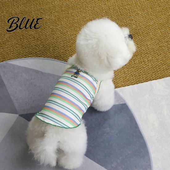 Lightweight Dog Clothes Colorful Striped Pet T-Shirt Sleeveless Thin Straps Breathable Skin-Friendly Tank