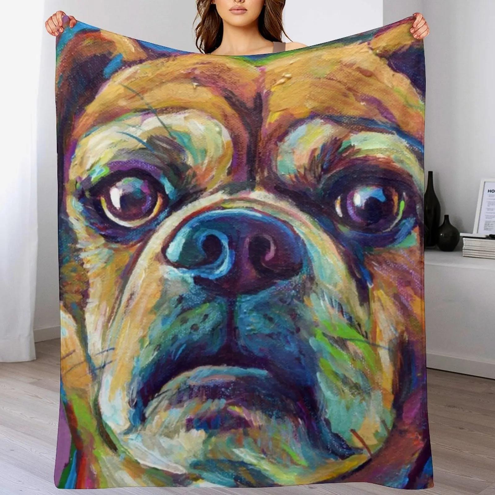Fun Puggle Pup on Lavender Throw Blanket Soft Solid Color Blanket for Couch Bed Size: 75*100cm, Weight: 230 GSM