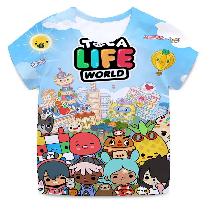 Magliette Cartoon Toca Boca per Bambini Toca Life World Stampa Manica Corta Ragazzi Ragazze Top Casual Streetwear Primavera Estate T-Shirt
