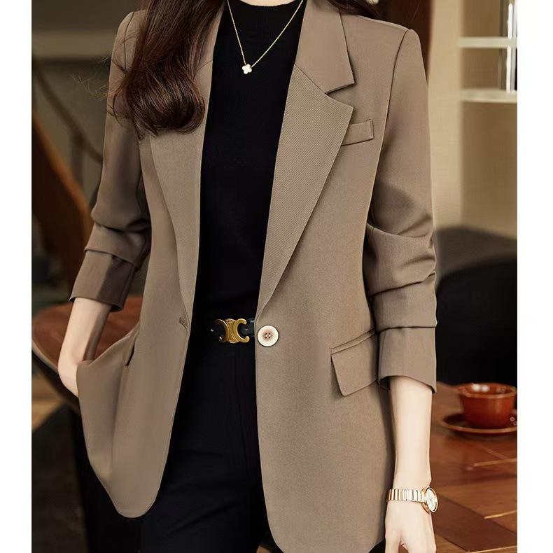 Women's High-End Coffee Color Suit Jacket – Spring/Autumn 2025 New Style, Petite Casual Blazer