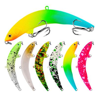 Esca da pesca curva da superficie 8CM/5.5G con triplo amo, galleggiante, artificiale, dura, lunga durata